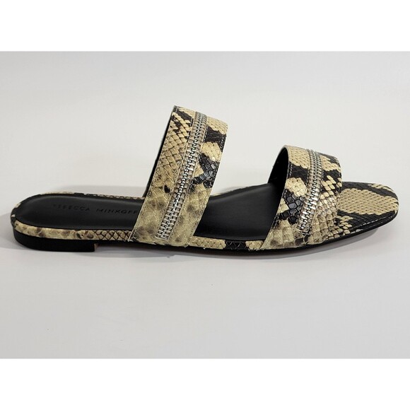 NEW Rebecca Minkoff 9.5 Marciann Too Sandal Snake Embossed Flats Slip On - Picture 4 of 10